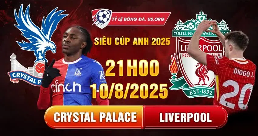 Soi kèo Crystal Palace vs Liverpool, 21h ngày 10/8, Siêu cúp Anh